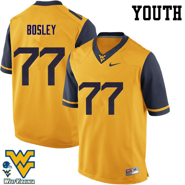 Youth #77 Bruce Bosley West Virginia Mountaineers College Football Jerseys-Gold